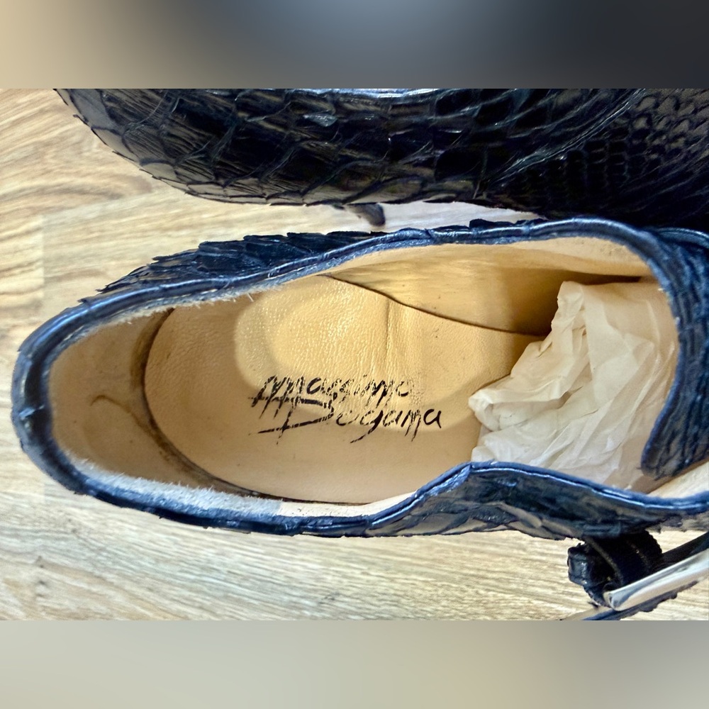 Massimo Dogama Black Python-Embossed Leather Plat… - image 4